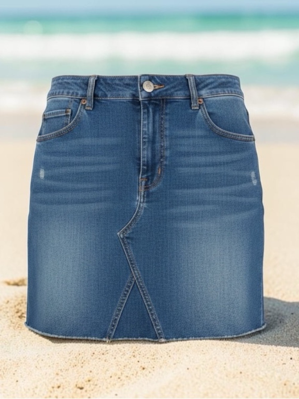 FRYE AND CO. Blue Denim Midi Skirt